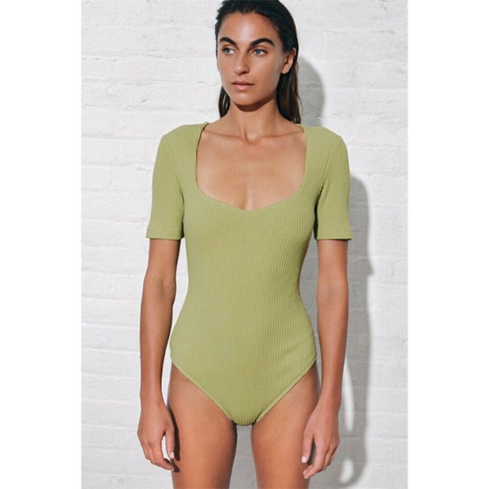 Mara Hoffman Womens  Marlowe Bodysuit, Green